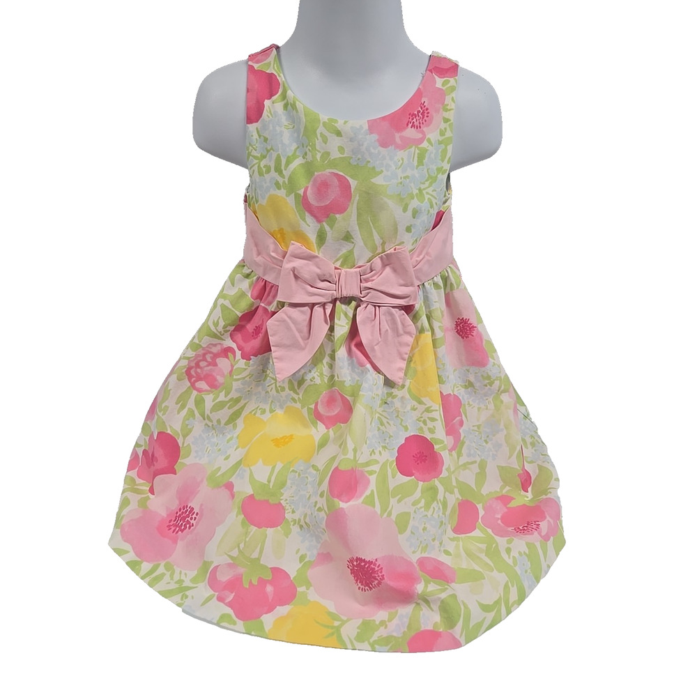 Gymboree Toddler Girls Flower Fancy Dress Pink Floral Fit N Flare Size 12-18 Mos